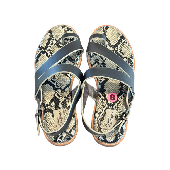 Crown Vintage Sandals Aaliya Black Zion Leather Wedge Strappy Women's 8/38.5 - Picture 5 of 10